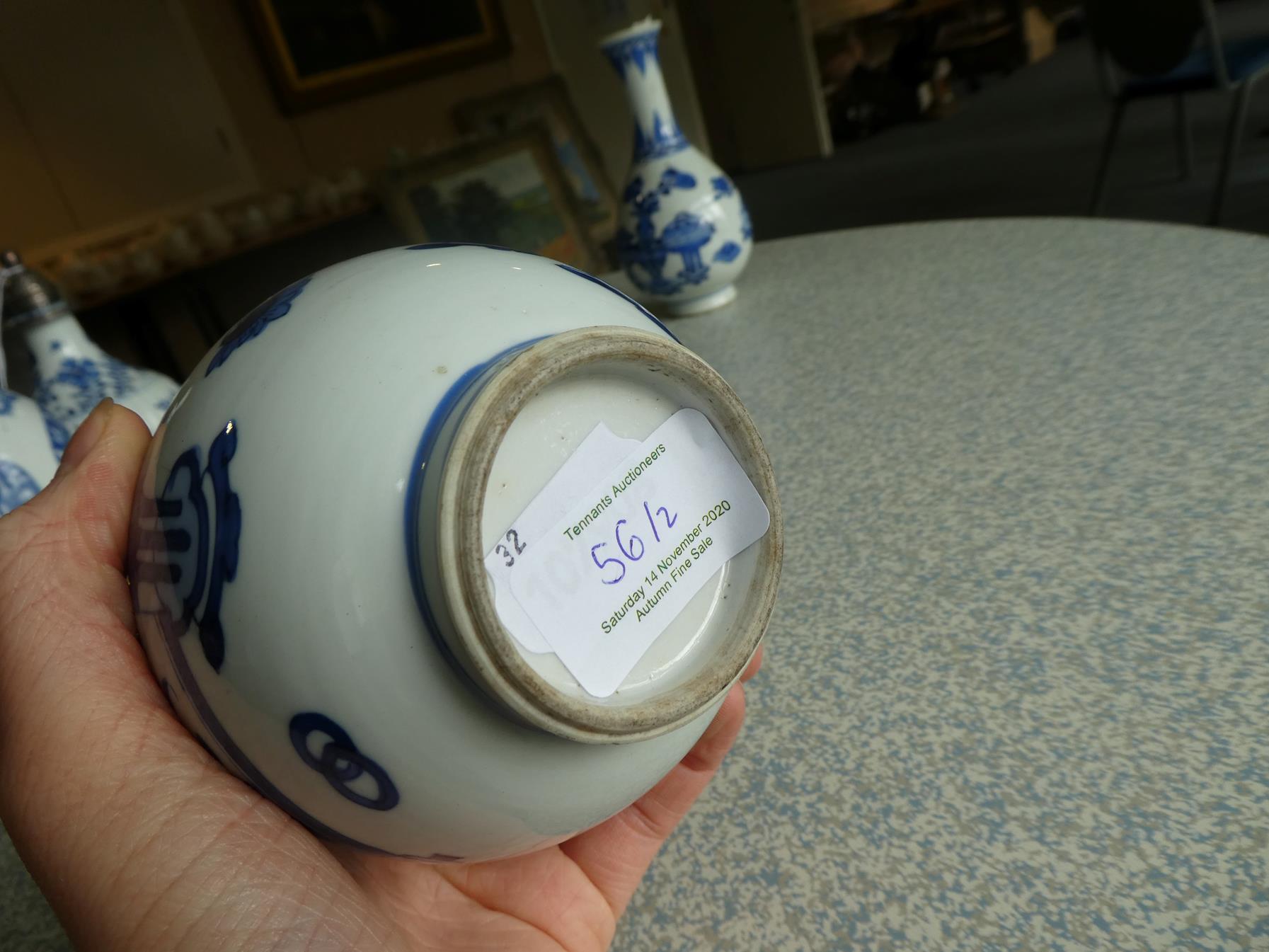 A Pair of Chinese Porcelain Bottle Vases, Kangxi, painted in underglaze blue with scrolls and - Image 33 of 33