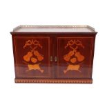 A 19th Century Dutch Mahogany and Marquetry Inlaid Double Door Cabinet, inlaid overall with