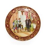 A Vienna Style Porcelain Plaque, circa 1900, of circular form, painted with ''Wallensteins