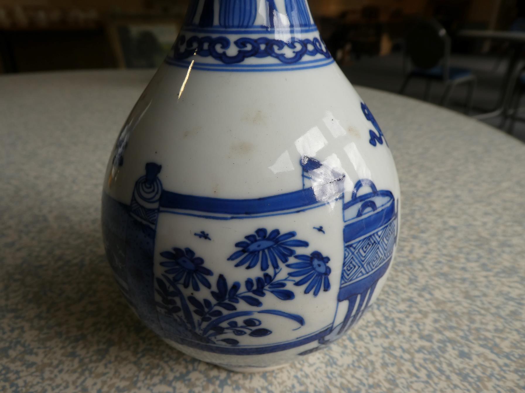 A Pair of Chinese Porcelain Bottle Vases, Kangxi, painted in underglaze blue with scrolls and - Image 22 of 33