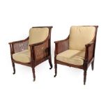 A Pair of Regency Mahogany Uxbridge Library Reading Chairs, early 19th century, possibly by Gillows,