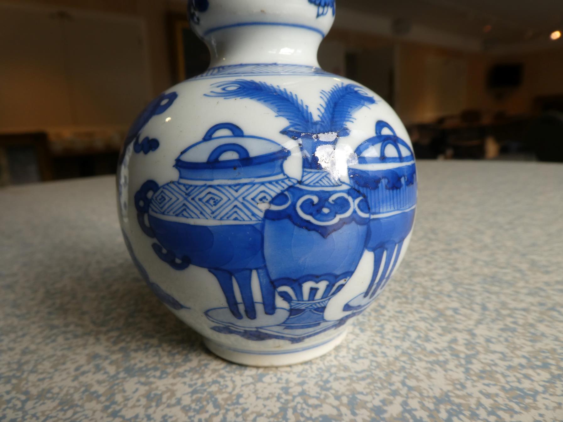 A Matched Pair of Chinese Porcelain Double Gourd Vases, Kangxi, with trumpet necks, painted in - Image 6 of 31