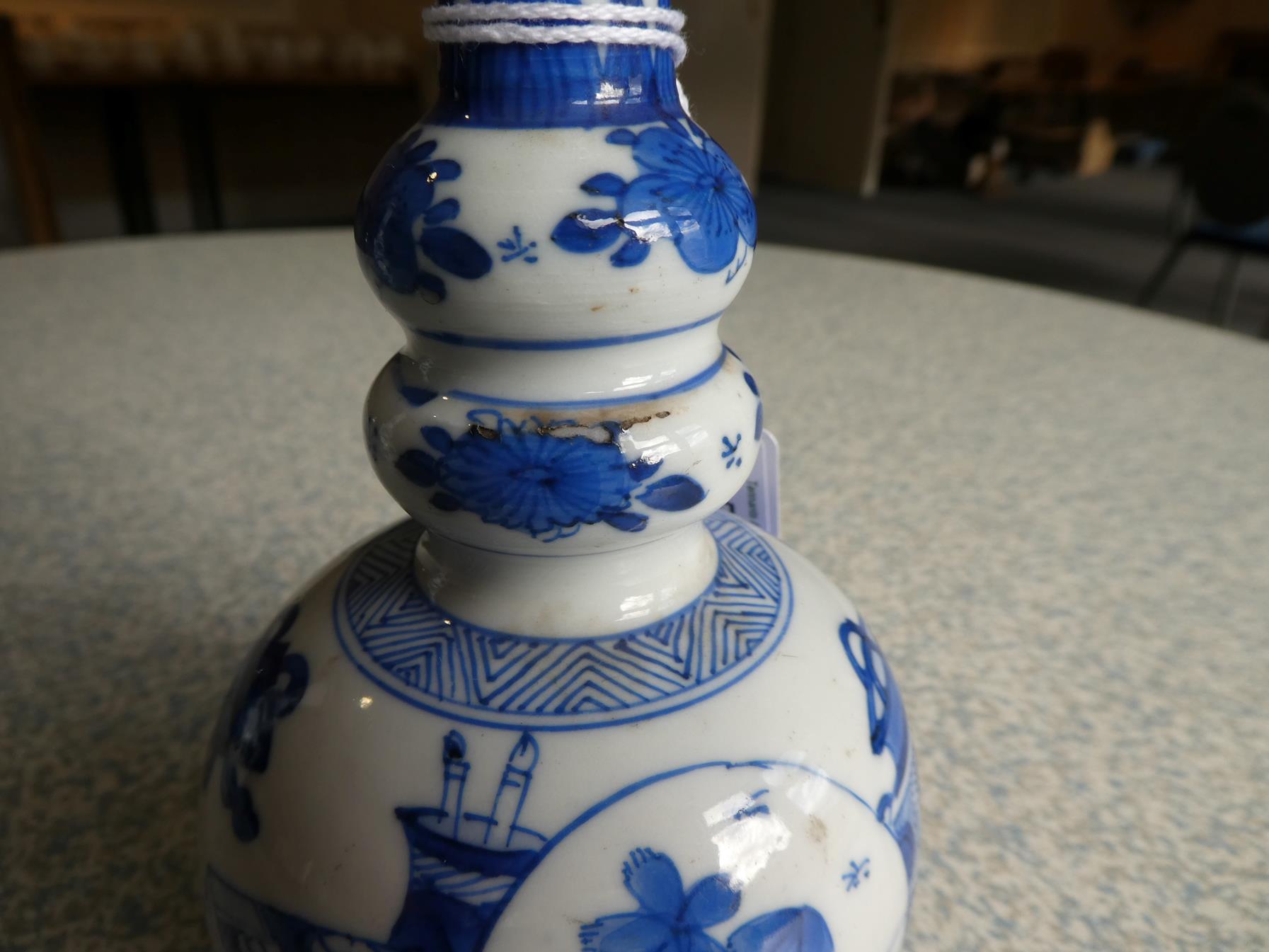 A Matched Pair of Chinese Porcelain Double Gourd Vases, Kangxi, with trumpet necks, painted in - Image 3 of 31