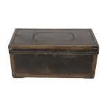 A Late George III Leather, Brass Bound and Cedar Lined Hinged Chest, early 19th century, with