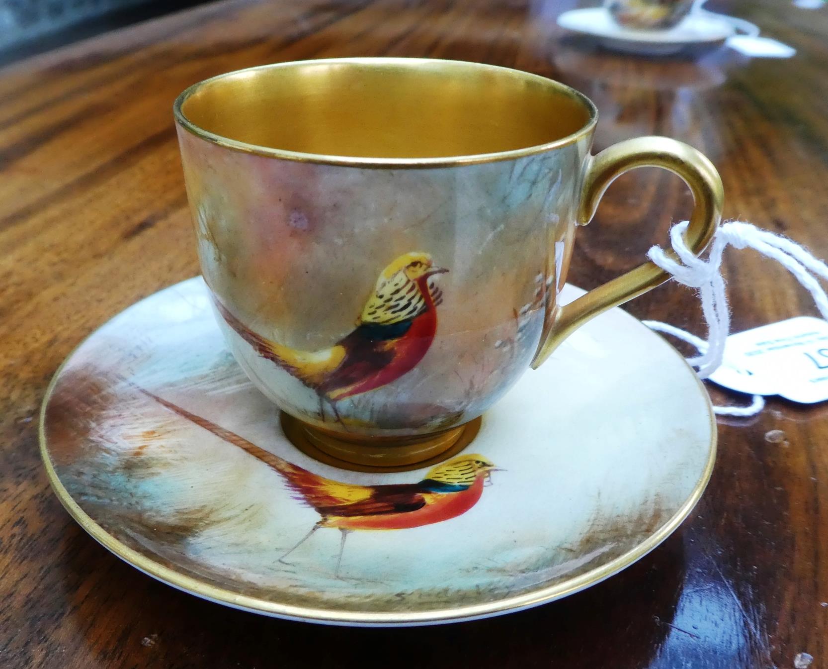 A Royal Worcester Porcelain Miniature Coffee Cup and Saucer, by Harry Stinton, 1912/13, painted with - Image 2 of 21