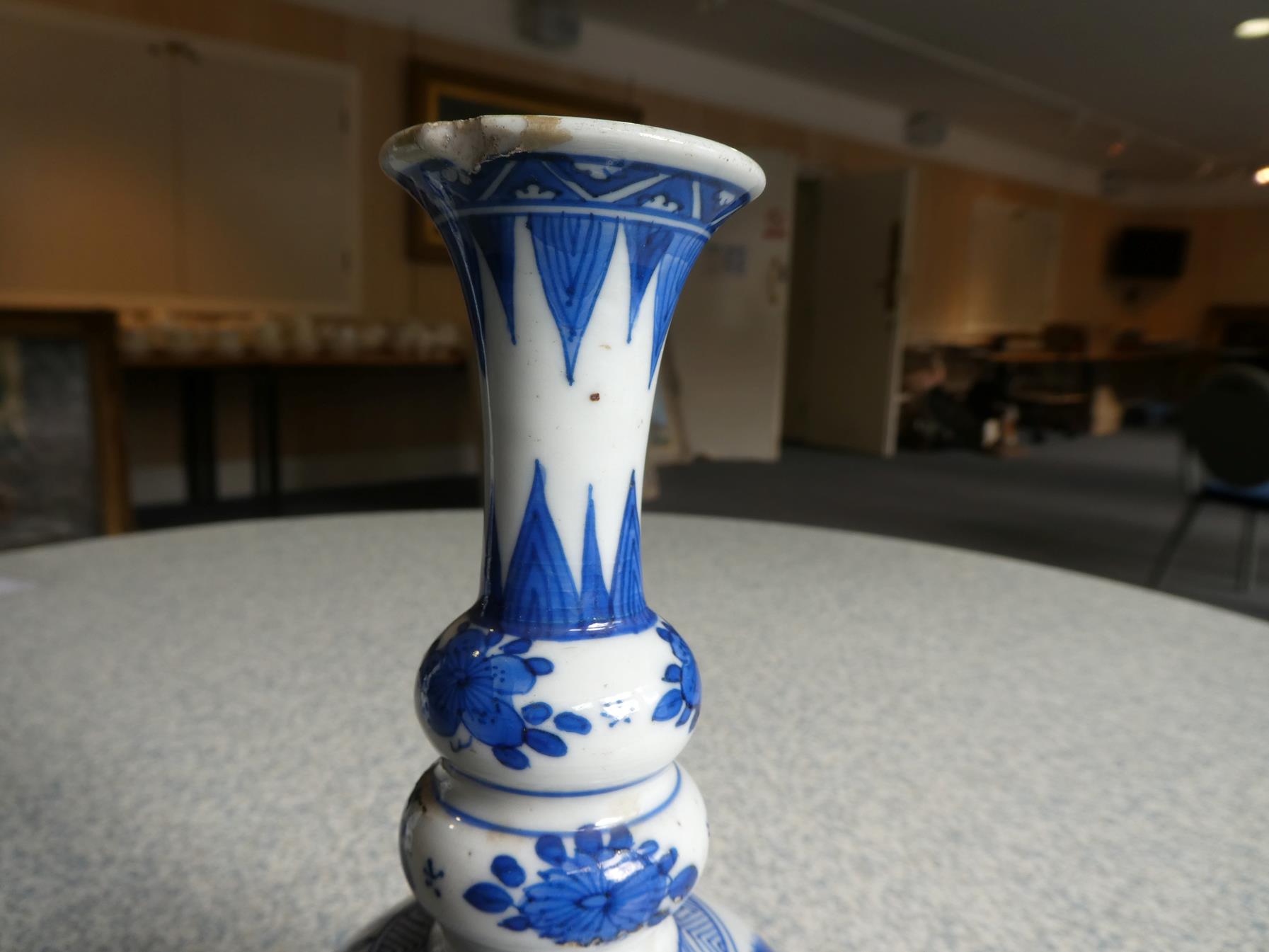 A Matched Pair of Chinese Porcelain Double Gourd Vases, Kangxi, with trumpet necks, painted in - Image 9 of 31