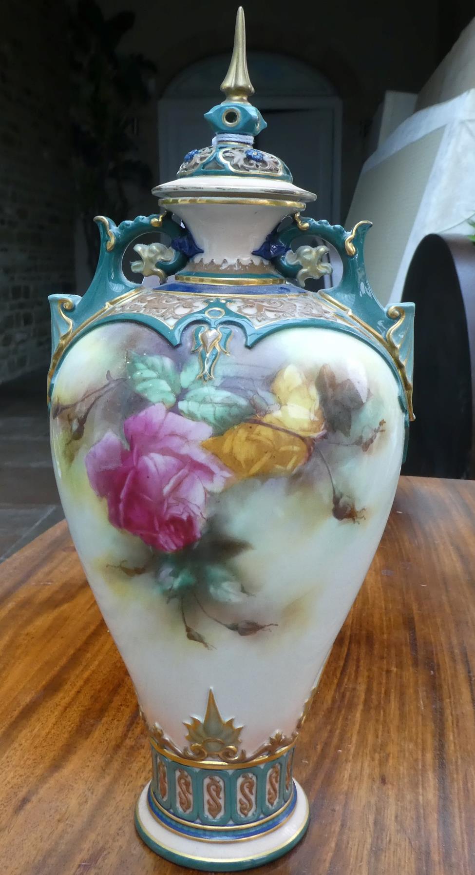 A Pair of Royal Worcester Hadleigh Ware Vases and Covers, by William Jarman, circa 1905, of baluster - Image 3 of 38