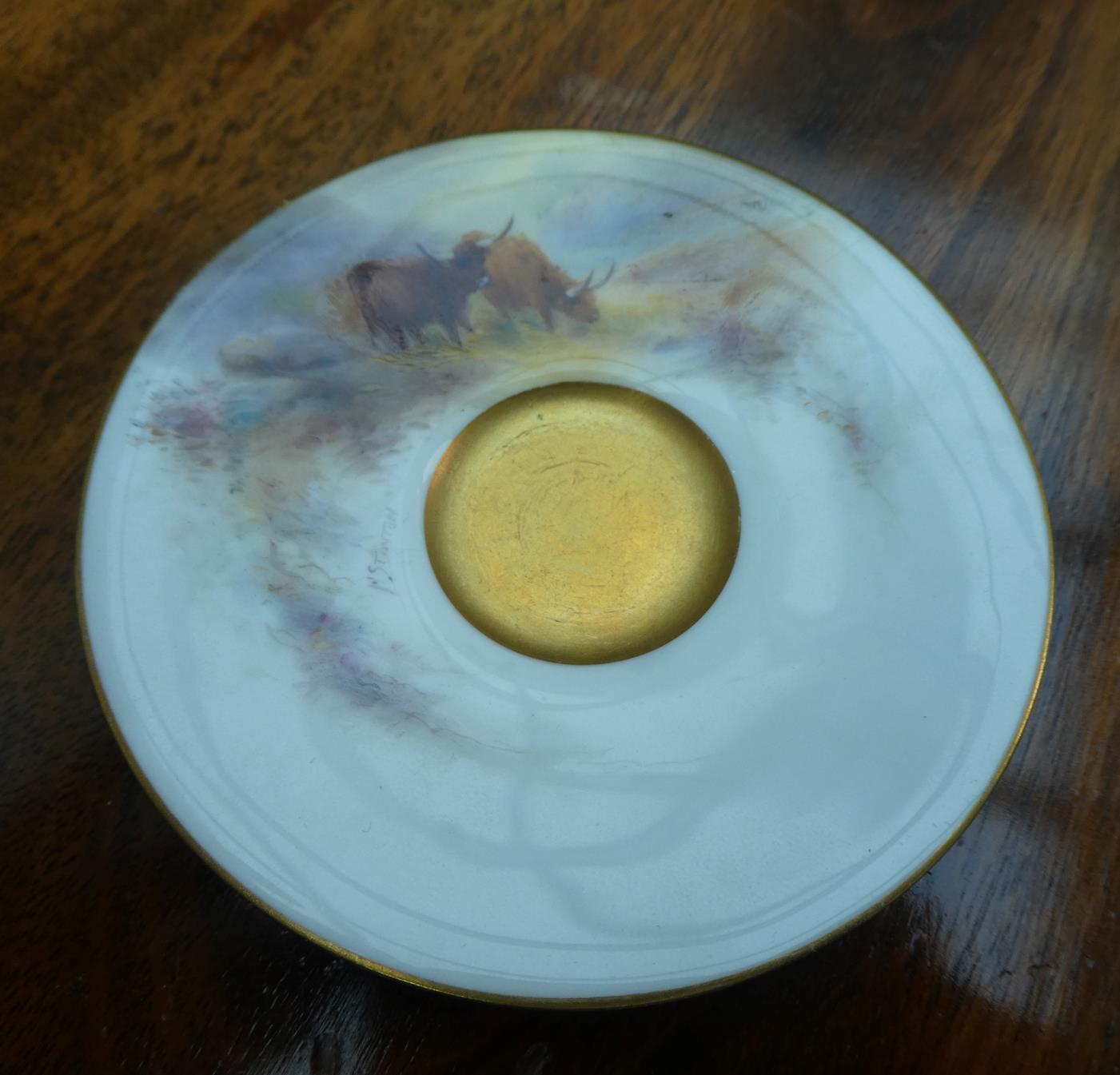 A Royal Worcester Porcelain Miniature Coffee Cup and Saucer, by Harry Stinton, 1912/13, painted with - Image 12 of 21