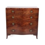 A George III Mahogany Serpentine Chest of Drawers, late 18th century, the four deep drawers above