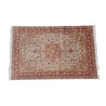 Tabriz Part Silk Carpet North West Iran, modern The ivory field of curvilinear vines centred by a