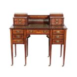 Maple & Co: An Edwardian Rosewood and Marquetry Inlaid Writing Desk, the superstructure with two