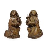 Circle of Tilman Riemenschneider, circa 1460-1531: A Pair of Limewood Figural Candlesticks, modelled