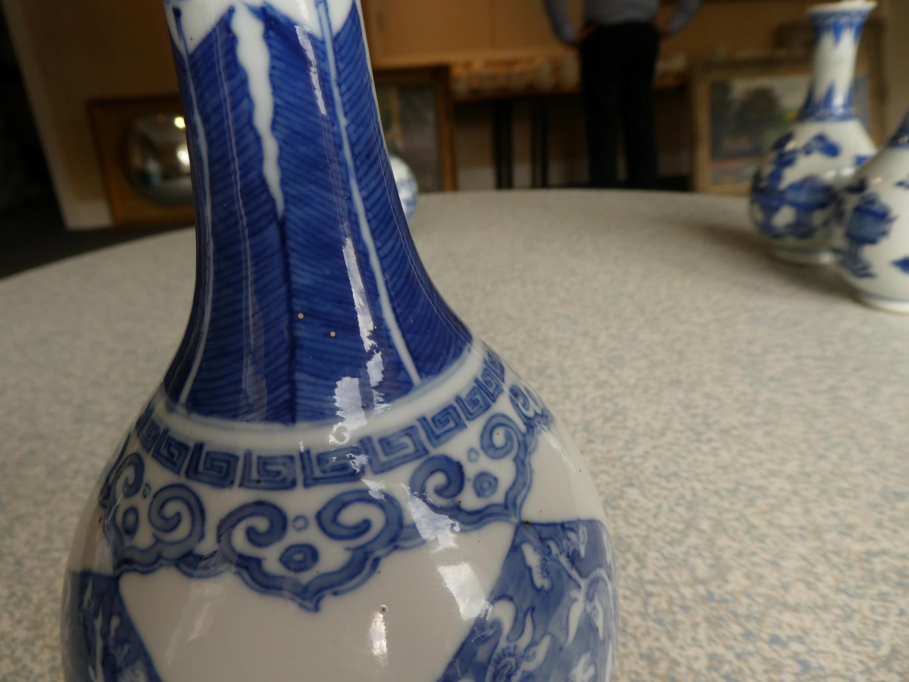 A Gilt Metal Mounted Chinese Porcelain Bottle Vase, the porcelain Kangxi, painted in underglaze blue - Image 8 of 15