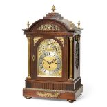 A Mahogany Chiming Table Clock, retailed by Webber, Liverpool, circa 1890, arched case with gilt