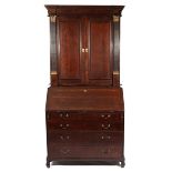 A George III Mahogany, Rosewood Crossbanded and Ebony Strung Bureau Bookcase, 3rd quarter 18th