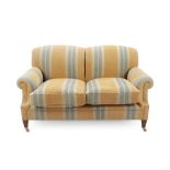 George Smith Ltd: A Victorian Style Two-Seater Sofa, circa 2004, covered in yellow and pale green