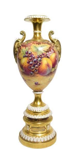 A Large Royal Worcester Porcelain Vase, by Paul English, late 20th century, of ovoid form with