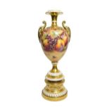 A Large Royal Worcester Porcelain Vase, by Paul English, late 20th century, of ovoid form with