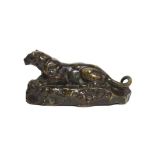 Antoine-Louis Barye (1795-1875): Panther des Tunis, bronze, signed BARYE, 18.5cm long. Some