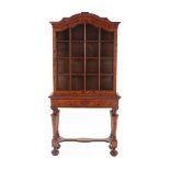 A 19th Century Dutch Mahogany and Marquetry Inlaid Dome-Top Display Cabinet on Stand, the moulded