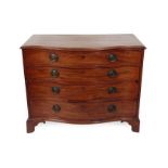 A George III Mahogany Serpentine Front Four Drawer Chest, 2nd half 18th century, the moulded top