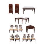 An Impressive Twelve Piece Carved Mahogany Dining Room Suite, circa 1900, comprising a rectangular