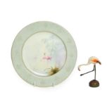 A Royal Worcester Porcelain Plate, by Walter Powell, 1912, painted with flamingos in a misty