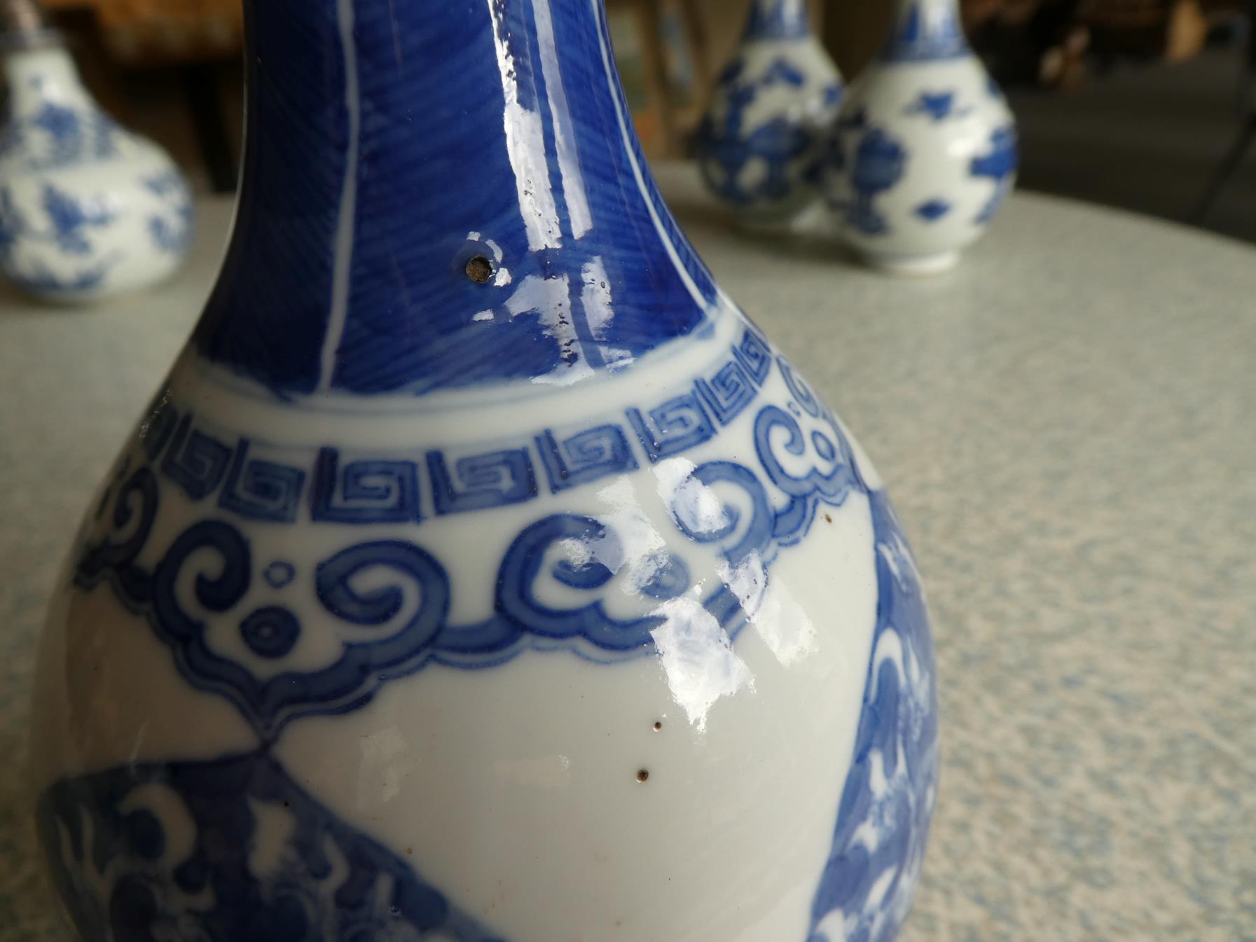 A Gilt Metal Mounted Chinese Porcelain Bottle Vase, the porcelain Kangxi, painted in underglaze blue - Image 5 of 15