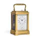 A Brass Striking and Repeating Alarm Carriage Clock, retailed by E W Streeter, London, circa 1890,