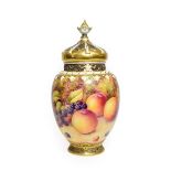 A Royal Worcester Porcelain Pot Pourri Vase and Cover, by Stephen Weston, late 20th century, of