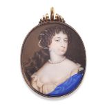 Nicholas Dixon (1625-1725): Miniature Portrait of Alice Fanshawe, with brown hair adorned with