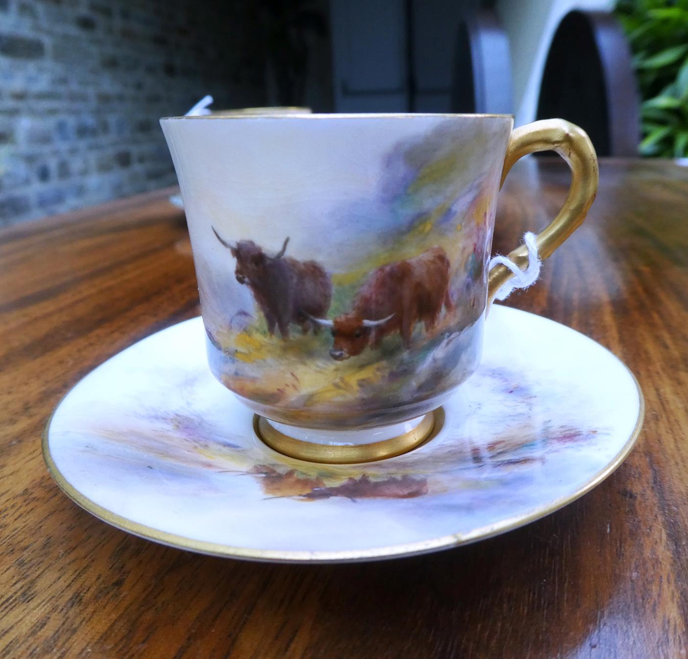 A Royal Worcester Porcelain Miniature Coffee Cup and Saucer, by Harry Stinton, 1912/13, painted with - Image 11 of 21