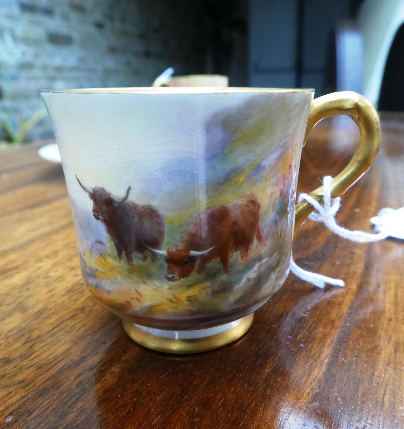 A Royal Worcester Porcelain Miniature Coffee Cup and Saucer, by Harry Stinton, 1912/13, painted with - Image 17 of 21