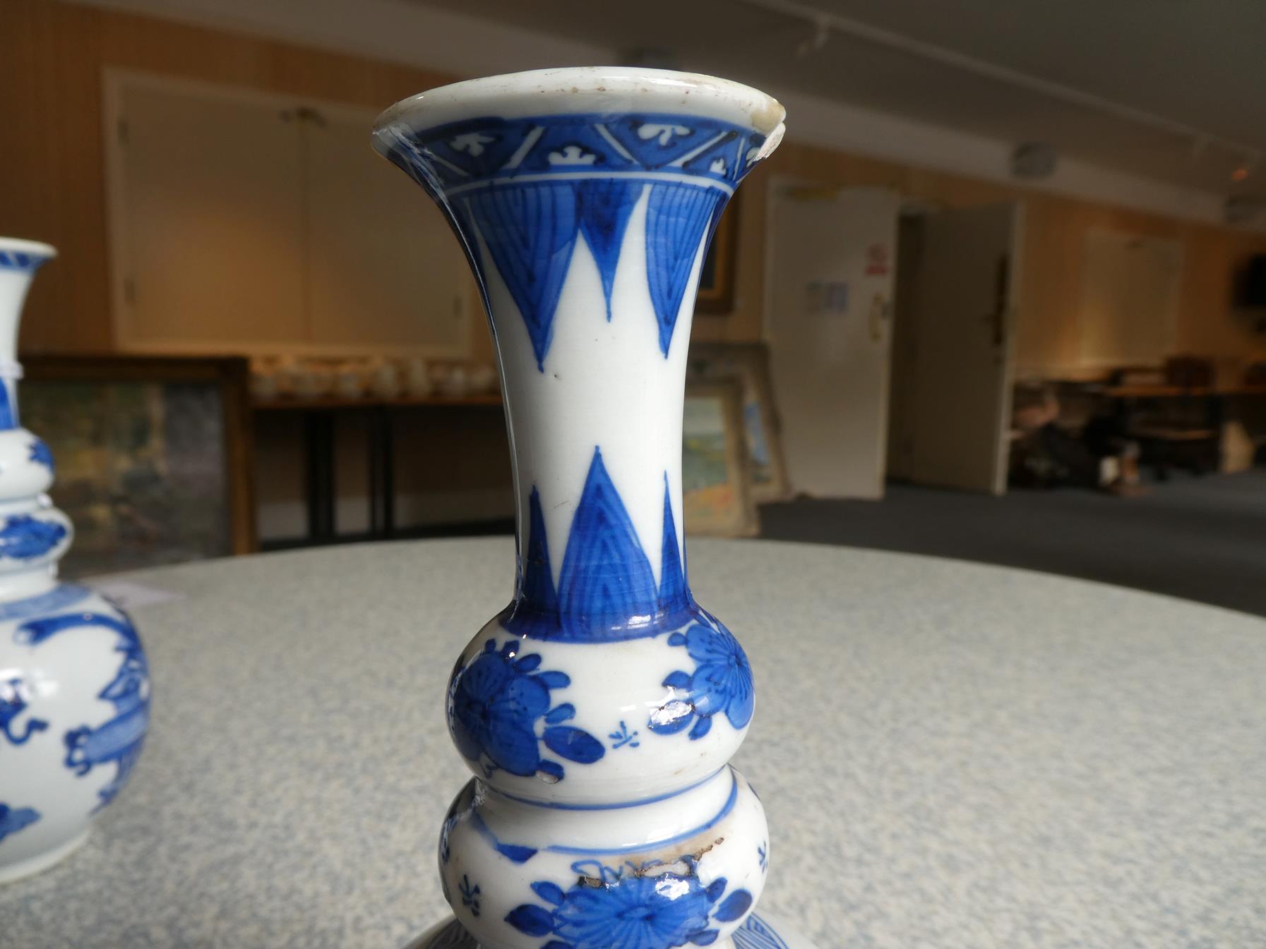 A Matched Pair of Chinese Porcelain Double Gourd Vases, Kangxi, with trumpet necks, painted in - Image 12 of 31