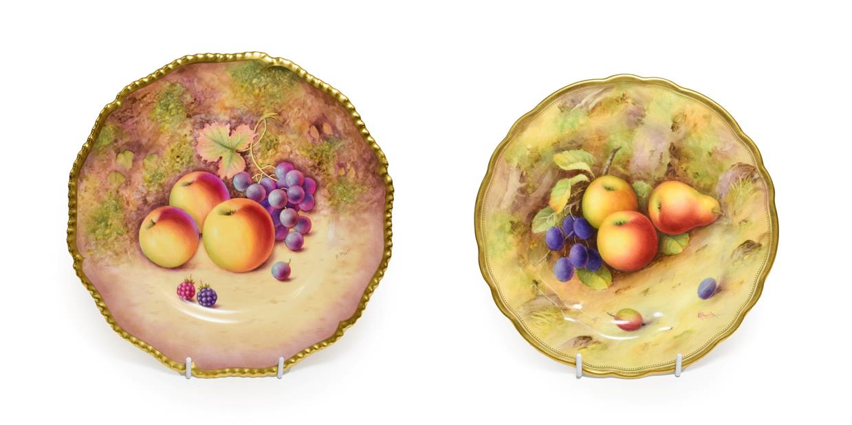 A Royal Worcester Porcelain Plate, by Albert Shuck, 1925, painted with a still life of fruit on a