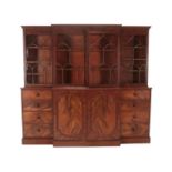 A George III Mahogany Library Breakfront Bookcase, labelled George Allen, early 19th century, the