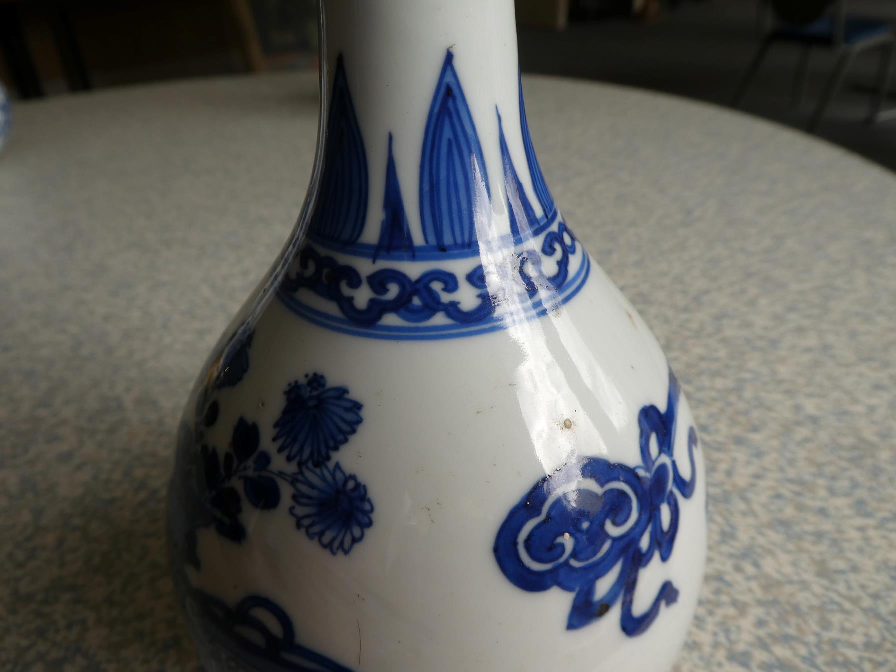 A Pair of Chinese Porcelain Bottle Vases, Kangxi, painted in underglaze blue with scrolls and - Image 24 of 33