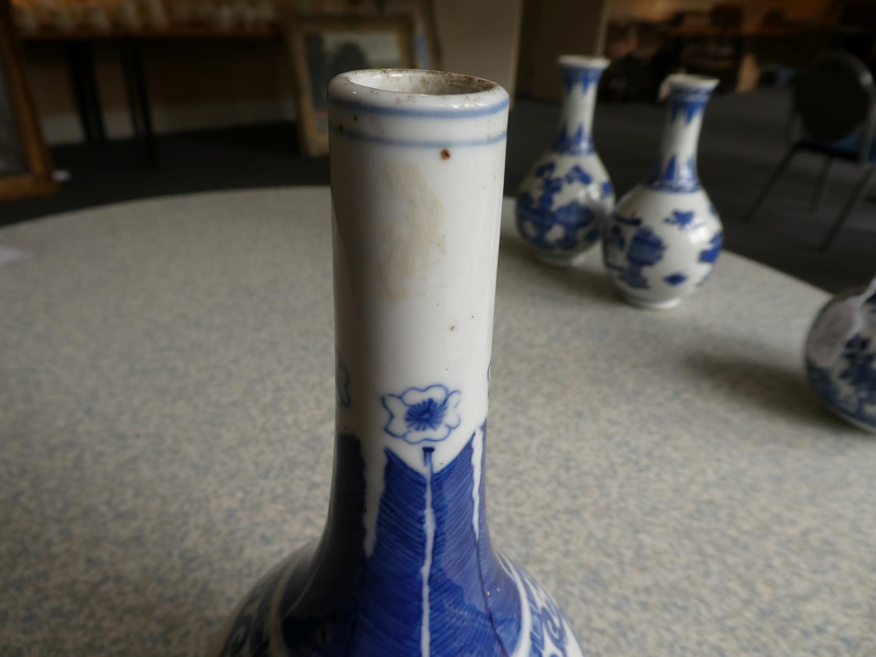 A Gilt Metal Mounted Chinese Porcelain Bottle Vase, the porcelain Kangxi, painted in underglaze blue - Image 10 of 15