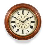 An Unusual Mahogany Night Watchman's Wall Timepiece, 19th century, side and bottom doors, 12-inch