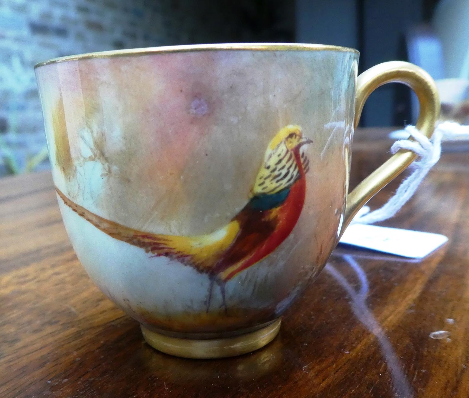 A Royal Worcester Porcelain Miniature Coffee Cup and Saucer, by Harry Stinton, 1912/13, painted with - Image 7 of 21