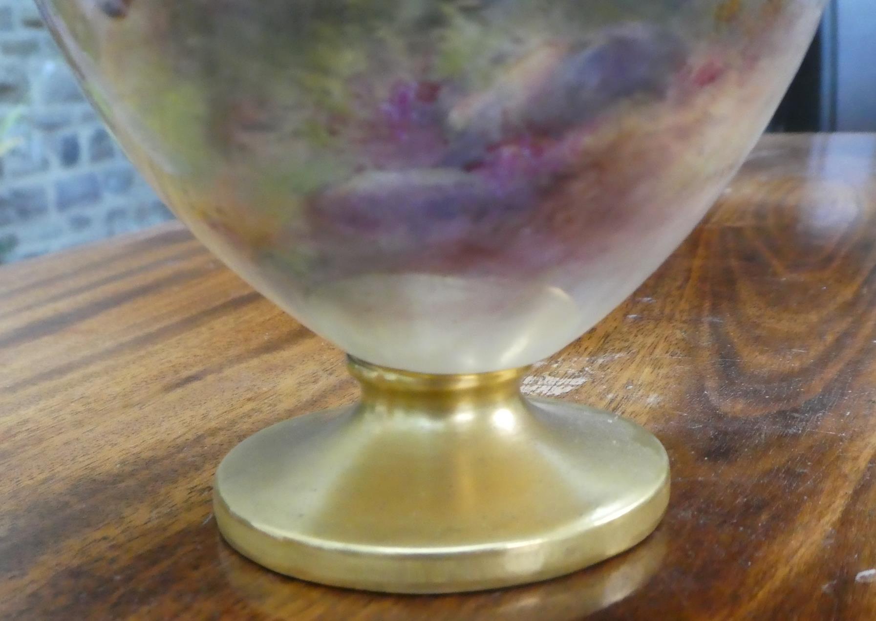 A Royal Worcester Porcelain Twin-Handled Vase, by Harry Stinton, 1934, of ovoid form, painted with - Image 4 of 10