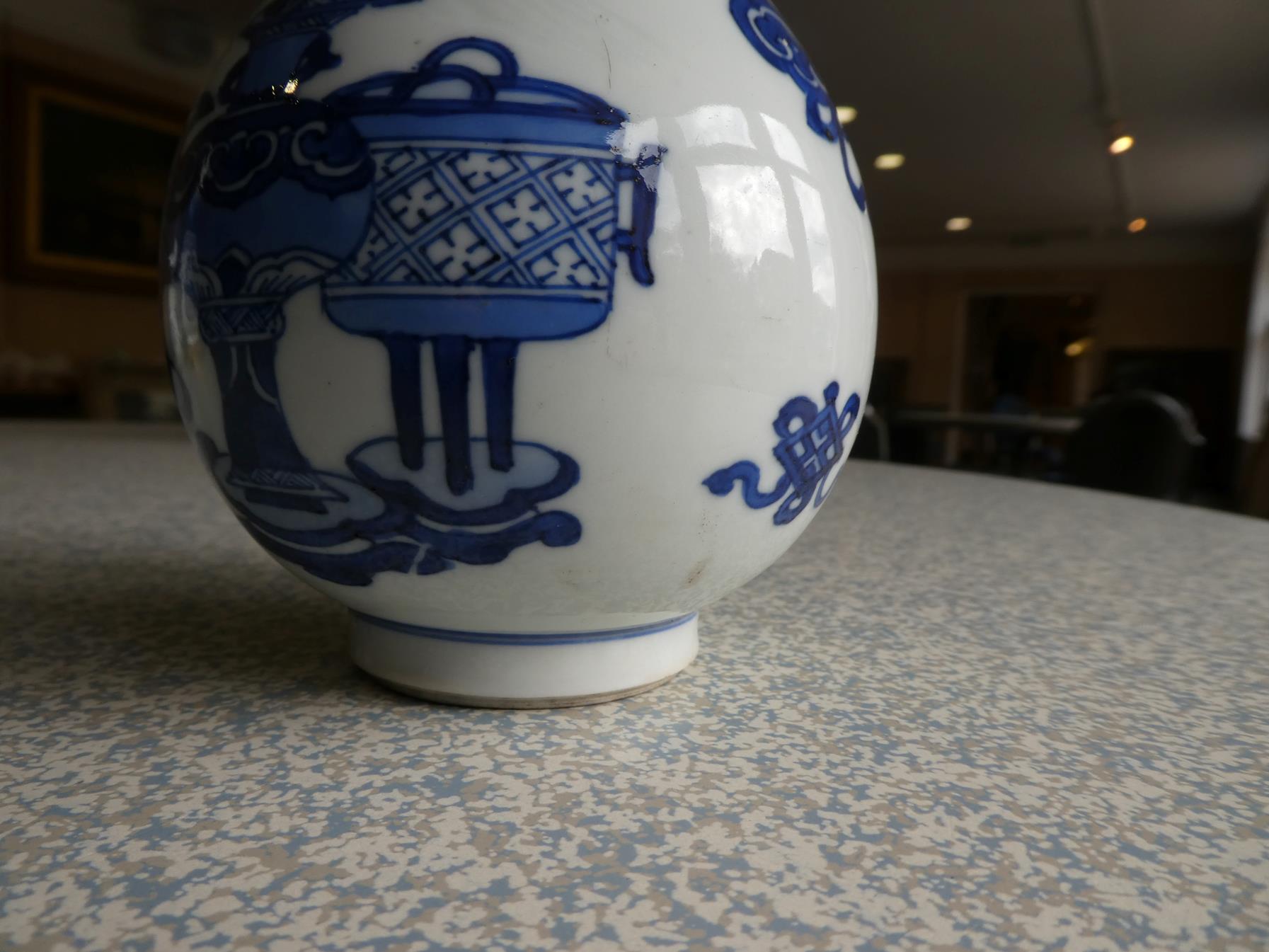 A Pair of Chinese Porcelain Bottle Vases, Kangxi, painted in underglaze blue with scrolls and - Image 29 of 33