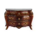 A Swedish Kingwood, Fruitwood, Crossbanded and Parquetry Decorated Bombé Shaped Commode, circa 1750,