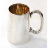 A George V Silver Mug, by William Hutton and Sons, Birmingham, 1914, tapering cylindrical and with