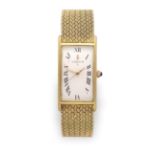 An 18 Carat Gold Automatic Centre Seconds Rectangular Wristwatch, signed Corum, 1972 lever