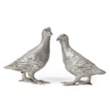 A Pair of Elizabeth II Silver Models of Grouse, by C. J. Vander, Sheffield, 2003, realistically cast