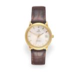 An 18 Carat Gold Automatic Calendar Centre Seconds Wristwatch, signed Omega, Chronometer, model: