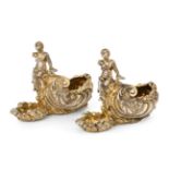 A Pair of Continent Silver-Gilt Double Salt-Cellars, Apparently Unmarked, Probably Late 19th