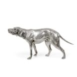 A Large German Silver Model of a Dog, Maker's Mark Lacking, 20th Century, realistically modelled,