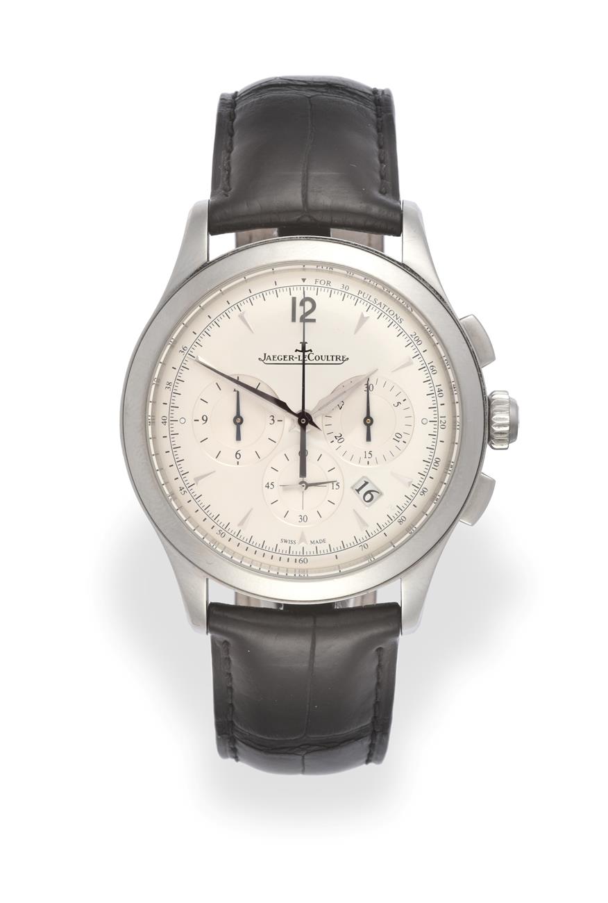 A Stainless Steel Automatic Calendar Chronograph Wristwatch, signed Jaeger LeCoultre, model: